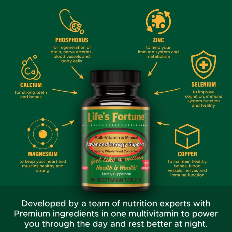 Life's Fortune Multivitamin and Mineral Advanced Energy Support - 180