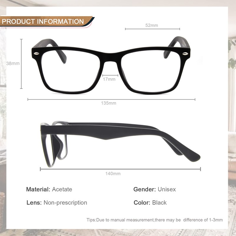 Global Glasses Women's and men's vintage glasses, square, unisex, popular,