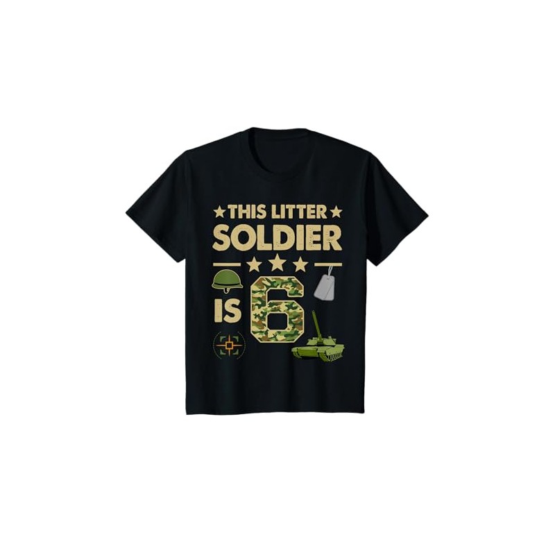 Kids 6 Year Old Soldier Tshirt Birthday Boy 6th Birthday