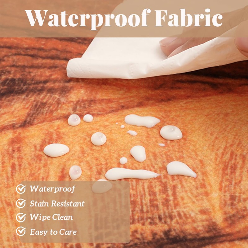 Odot Elastic Edged Round Fitted Tablecloth Protector 3D Wood Print