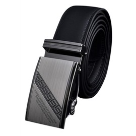 QHA Mens Automatic Buckle Leather Belt-Black-34-38"