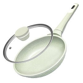 Non stick Frying Pans 10 in Skillet with Lid, Omelet Pan, Small Frying Pans Nonstick, Healthy Cookware Non Toxic Chefs Pan, Egg Pan with Heat Resistant Handle,100% PFOA PFAS-Free, Cooking all stovetop