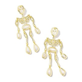 Kendra Scott Skeleton Statement Earrings in 14k Gold-Plated Brass, Fashion Jewelry for Women, Ivory Mother-of-Pearl