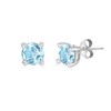 Tuscany Silver Women's Sterling Silver Rhodium Plated 4mm Claw Aquamarine March Birthstone Earrings