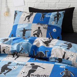 Happy Linen Company Boys Girls Kids Freestyle Football Tricks Blue Single Reversible Duvet Cover Bedding Set