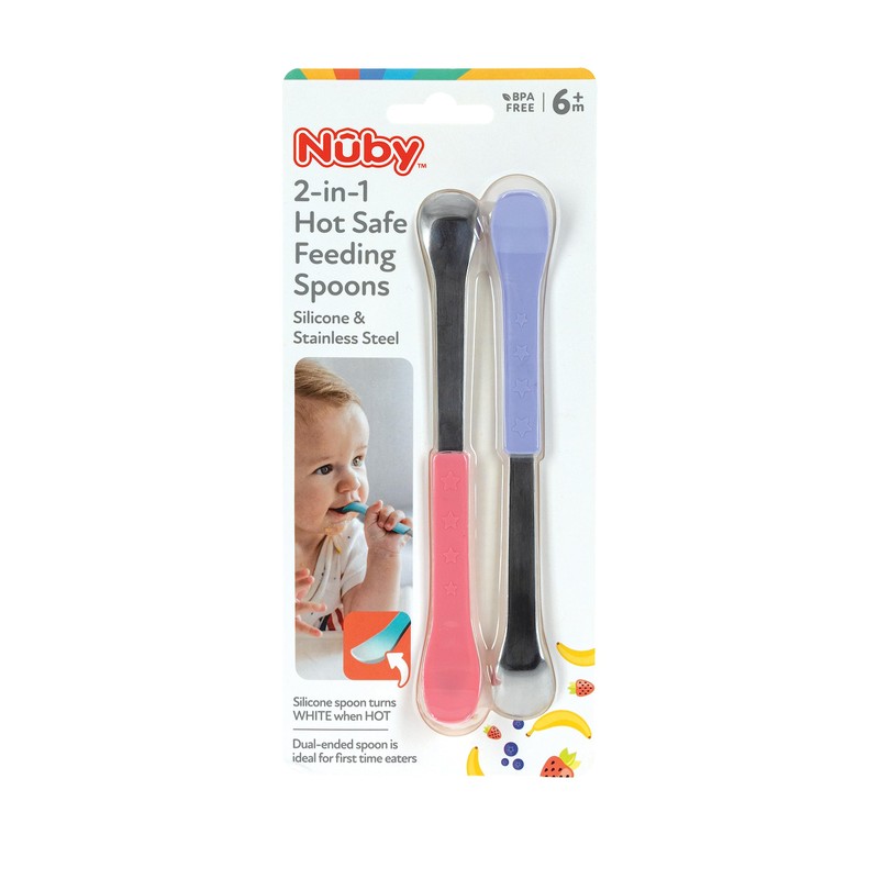 Nuby 2-in-1 Hot Safe Feeding Spoons - (2-Pack) Spoons for