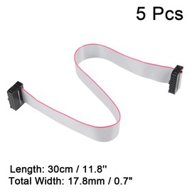 TA-VIGOR 14 Pins IDC Flat Ribbon Cable, 30cm 2.54mm Pitch, Female Connector, 300V High Voltage 5pcs