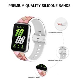 LIKLNAPQ Compatible with Galaxy Fit3 Band for Women&Men, Soft Silicone Replacement Straps Adjustable Sport Wristbands for Galaxy Fit 3 SM-R390 Smartwatch(Colorful Fish Scales)