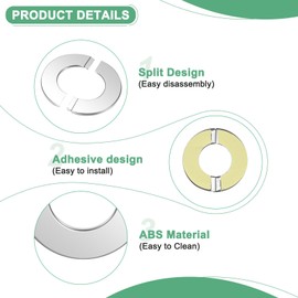 M METERXITY 2-Pack Wall Split Flange, for 1 Inch/25mm OD Pipe 304 Stainless Steel Escutcheon Plate Round Self-Adhesive Plumbing Cover Plates for Water Pipe/Faucet
