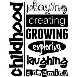 30" Childhood Collage Saying Playing Creating Growing Exploring Laughing Dreaming School Day Care Kids Children Wall Decal Sticker Art Mural Home Décor
