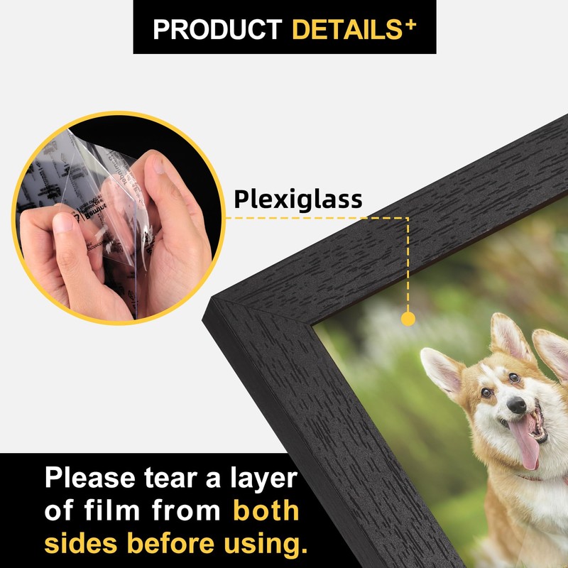 TOFOREVO 6x6 Picture Frames Set of 6 Black Wood Grain