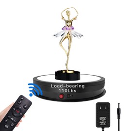 JAYEGT LED Light Base Non-Slip Rotating Display Stand , 110Lbs Load,360 Photography Turntable for Products Shows, Glass Crystal Artwork, Jewelry,Remote control(16.5inch / 6Color LED Light/Black/Wired)