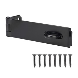 Heavy Duty Door Hasp Latch 7-3/4" Extra Thick Steel Safety Gate Door Lock Padlock Clasp Hasp Lock Latch for Fence Gate Barn Door Shed Closet Cabinet, Black Finish