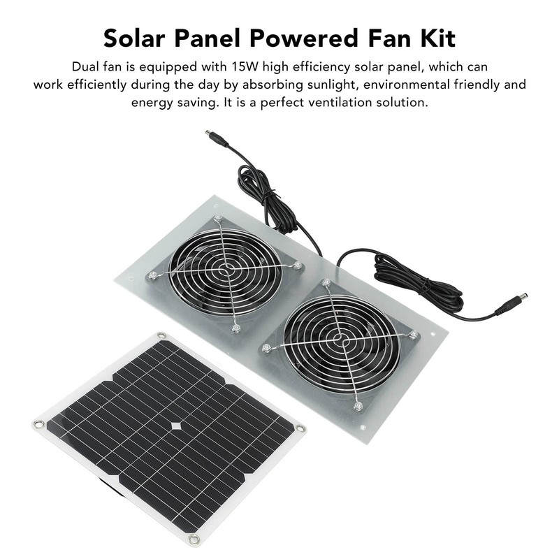 Topyond 15W Solar Panel Fan, Waterproof, Efficient Dual Fan Kit