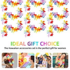 12 Pcs Hawaiian Garlands, Hawaiian Leis Party Decorations, Flower Garland Necklace, Beach Theme Party Supplies, Tropical Decorative Favours, Pool Party Decorations Accessories for Adults Kids