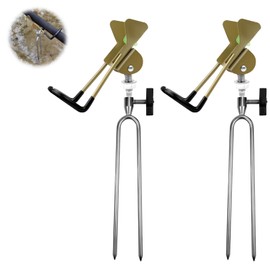 Pack of 2 Fishing Rod Holders, 360° Adjustable Fishing Rod Holder, Fishing Rod Holder for River Fishing, Beach Fishing (Gold)