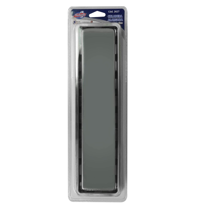 Fleximatic 2627 Coladera alargada minimalista, rejilla de acero inoxidable, con