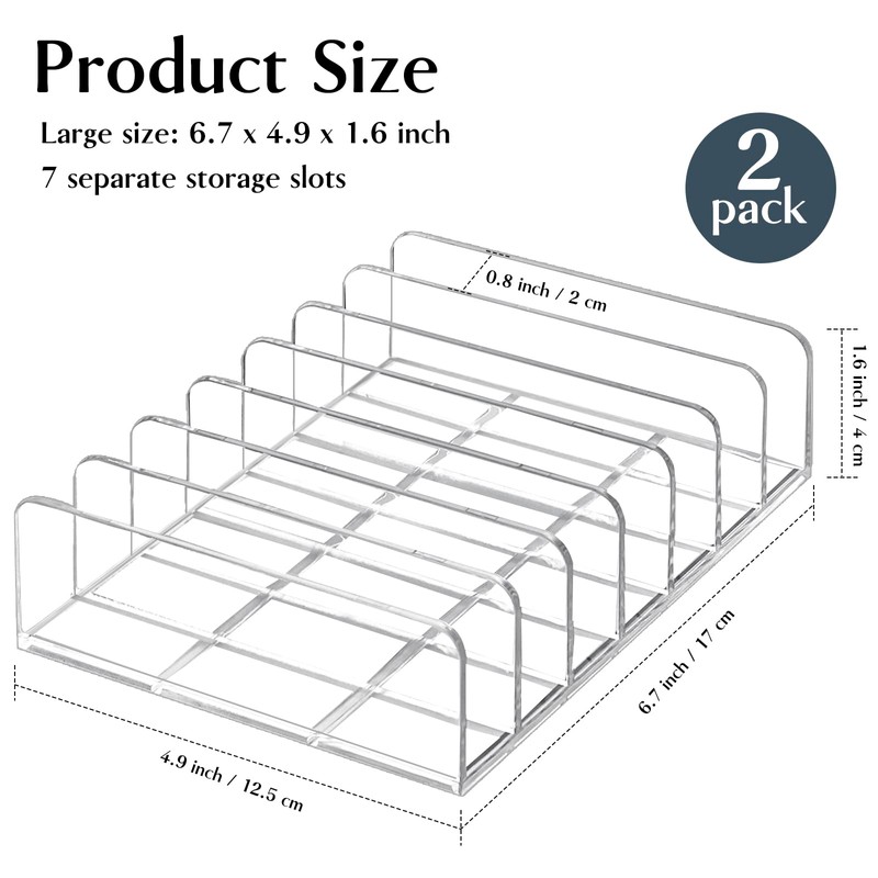 TUZAZO 2 Pack Acrylic Eyeshadow Palette Makeup Organizer - 7-Section