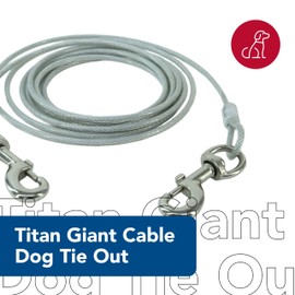 Coastal Pet Titan Giant Cable Dog Tie Out - Heavy-Duty Dog Tie Out Cable - Cable Tie Out for Dogs up to 150 lbs - Rust-Resistant Pet Tie Out Cable - Quality Dog Supplies - 15'