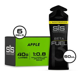 Science in Sport Beta Fuel Gels Dual Source Energy Gel, Apple Flavour Plus Nootropics, 40 g of Carbs Per Pack, 60 ml Pack (6 Pack)