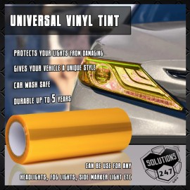 Solutions Yellow Vinyl Film Smoke Tint Headlight Taillight Fog Light 12"x48" In / 1 x 4 FT