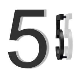 DEWEL House Numbers for Outside, 6 Inch Modern Floating Address Numbers for Farmhouse, Street, Front Door, Weatherproof, Easy to Install with Template, Black(House Number 5)