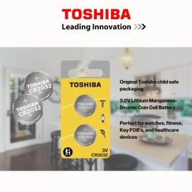 Toshiba Cr2032 Lithium Coin Cell Battery 220Mah 2 Pack For Electronics
