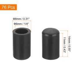 uxcell 76Pcs Chair Leg Caps, Fit OD 6mm (1/4 Inch) Non-Marking PVC Chair Leg Tips Non-Slip Chair Leg Floor Protectors Round Table Covers End Caps for Furniture, Black