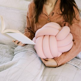 Bearaby Hand-Crafted Knot Pillow Ball - Relieve Stress with Oeko-TEX Certified Organic and Gently Weighted Material - Handcrafted Throw Pillows from Natural Latex Foam (Evening Rose, Large)