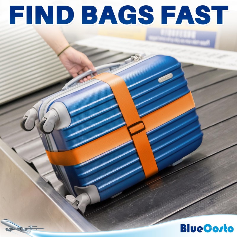 Luggage Straps for Suitcase - Orange, 6.5 ft x 2