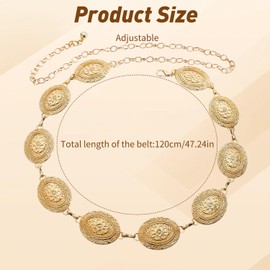 Vexilon Cowboy Belt, Vintage Boho Chain Belt for Women, Hollow Out Adjustable Boho Waist Chain, Country Concert Outfit for Dress and Pants