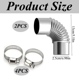 klahh 2pcs Diesel Heater Exhaust Pipe 25mm Exhaust Pipe Elbow Connectors Stainless Steel Exhaust Pipe Tube Elbow Connector for Car Parking Diesel Heater Pipes