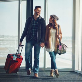 Funny Luggage Tags 4 Pack Bright Color PVC Suitcase Tags Luggage Labels for Suitcase Travel Bag Tags with Name ID Card