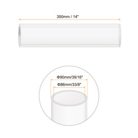 Rebower 14" Clear Plastic Rigid Pipe 86mm ID x 90mm OD (3 3/8" ID x 3 9/16" OD) Acrylic Round Polycarbonate Tubing, [for Plumbing, Hydraulics, Aquarium]