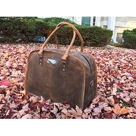 KomalC Leather Duffel Bags for Men and Women Full Grain Leather Travel Overnight Weekend Leather Bags Sports Gym Duffel for Men (20 Inch)