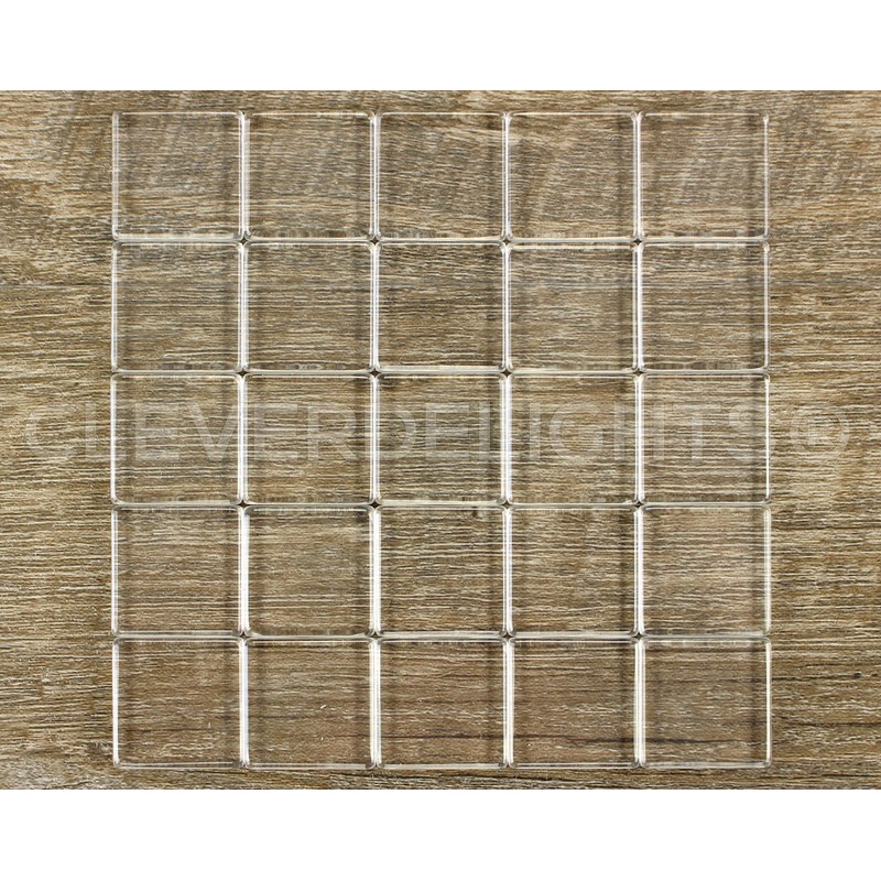 CleverDelights 1" Square Glass Tiles - 50 Pack - Clear