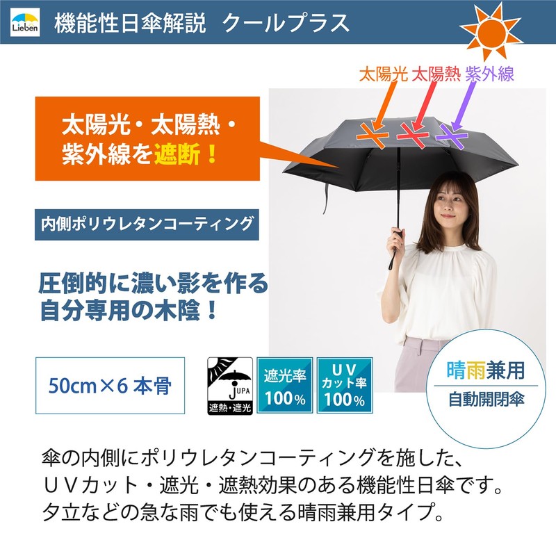 LIEBEN-0241 Folding Parasol Cool Plus Thermal Shielding Auto Open and