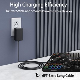 12V AC Adapter Compatible with Pioneer DDJ-FLX10 DDJ-1000 DDJ-1000SRT DDJ-1000SRTN XDJ-800 XDJ-700 DDJ-SR2 XDJ-RR 4-Deck 4-Channel DJ Controller Replacement UNI336-1230 Power Supply Cord Plug