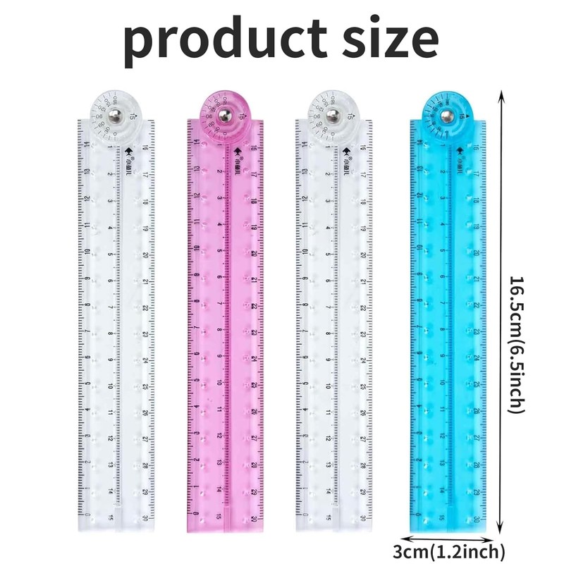 4 Pcs Folding Ruler for School, 30cm Clear Rulers Stationery