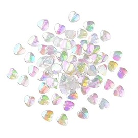 Pack of 100 Acrylic AB 8mm Clear Heart Beads