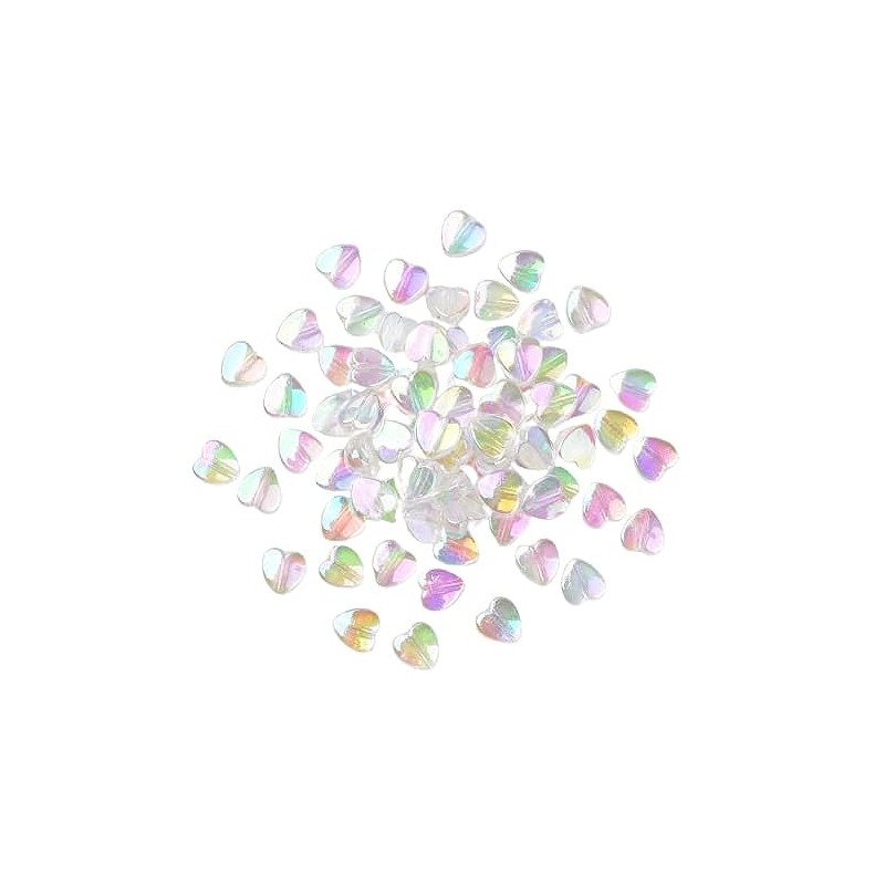 Pack of 100 Acrylic AB 8mm Clear Heart Beads