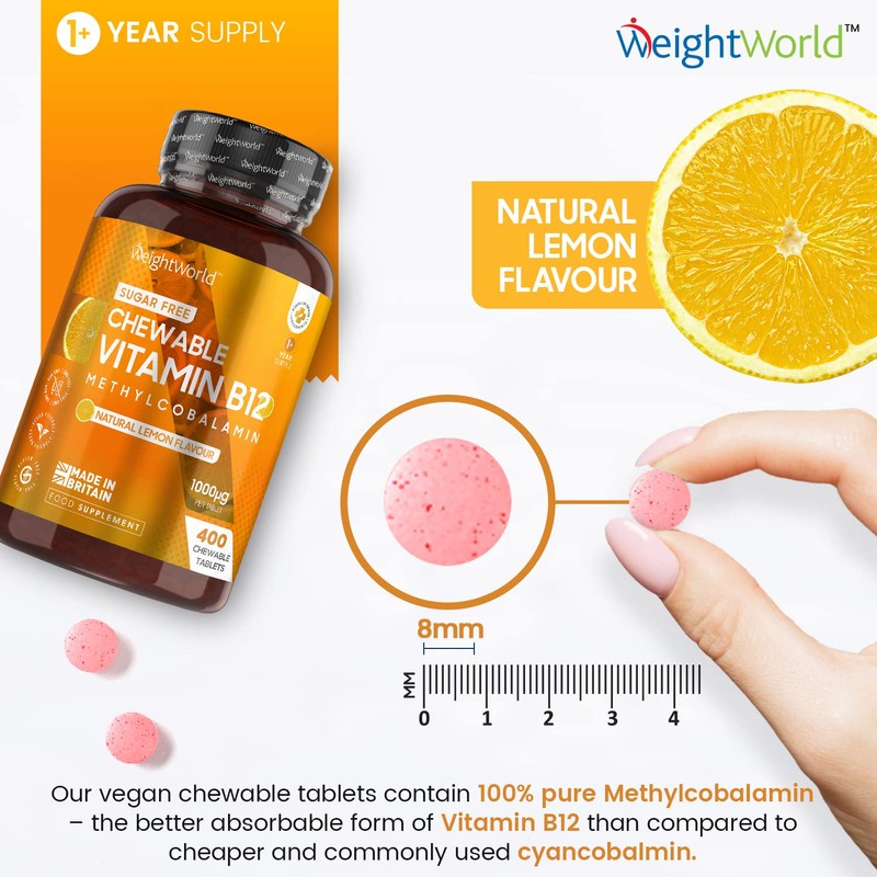 Vitamin B12 Tablets High Strength 1000mcg - 400 Chewable B12