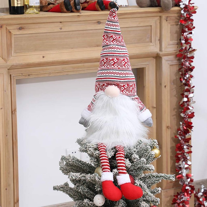 Gnome Christmas Tree Topper,Gnome Christmas Ornaments Santa Gnomes Plush Party
