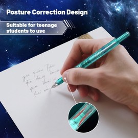 Fountain Pen Retractable: 0.38mm Fine Nib Blue Ink Pens Includes 5 Refillable Ink Cartridges, Transparent Barrel for Smooth Writing No Leaking for Sketching Journaling Calligraphy Gift(Dark blue)