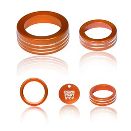 BORUIEN BORUIEN for Ford Maverick 2025 Accessories Interior Decor Gear Shift 4WD Engine Start Stop Headlight Volume Radio Control Switch Center Consoles Knob Cover 5Pcs Aluminum Alloy (Orange, 2025-Up)
