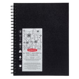 Derwent Big Book Hardback Sketch Book, A4 Portrait, Drawing & Writing, 86 Sheets, Acid-Free Paper, Wirebound Spine, Professional Quality, 2301607,Black,A4