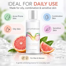 Best Facial Cleanser and Anti Aging Face Wash. All Natural Gentle Cleanser contains Salicylic Acid + Glycolic Acid + Lactic Acid + Willowherb extract 