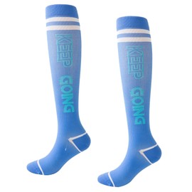 Dress Cici Women's Running Compression Socks, Fashion Active Stocking Over The Calf Socks (3 Pack: Green+Blue+Light Blue)