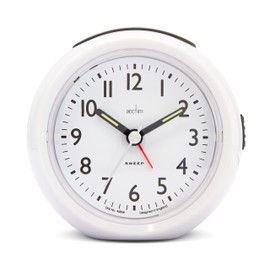 Acctim Grace Non-Ticking Sweep Analogue Bedroom Alarm Clock White