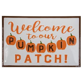 Northlight 20.25" Orange and White Welcome to Our Pumpkin Patch! Autumn Metal Wall Decor